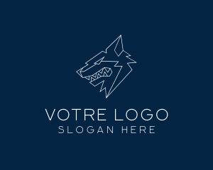 Hound - Geometric Angry Wolf logo design