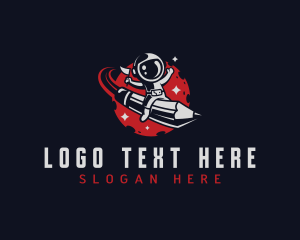 Spaceman - Rocket Pencil Astronaut logo design