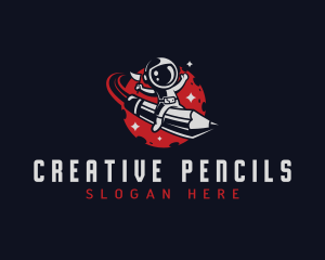 Rocket Pencil Astronaut logo design