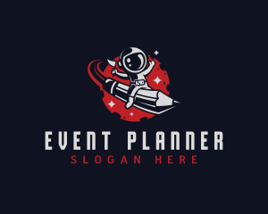 Planet - Rocket Pencil Astronaut logo design