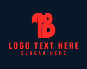 Builder - Red Hammer Letter B logo design