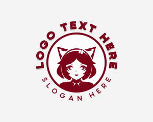 Anime Kawaii Girl logo design