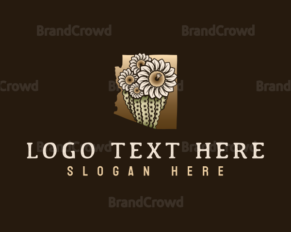 Arizona Saguaro Cactus Blossom Logo