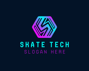 Futuristic Tech Letter S logo design