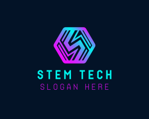 Futuristic Tech Letter S logo design