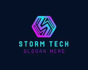 Futuristic Tech Letter S logo design