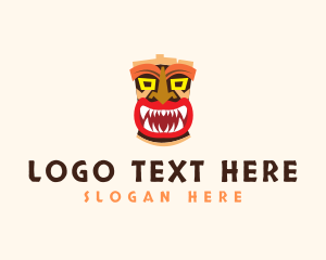 Souvenir - Tiki Mask Monster logo design