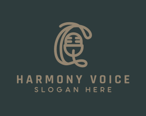 Sing - Retro Microphone Singing Letter C logo design