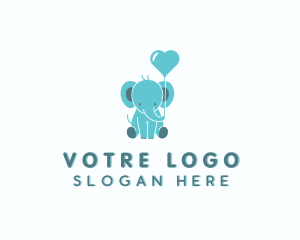 Cute Balloon Elephant Logo