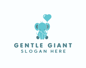 Cute Balloon Elephant logo design