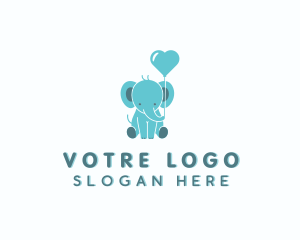 Preschool - Cute Balloon Elephant logo design