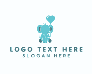 Heart - Cute Balloon Elephant logo design