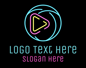 Nightclub - Glowing Play Button logo design