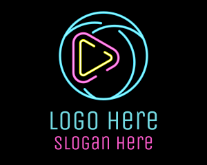 Video - Glowing Play Button logo design