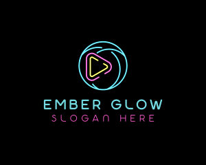 Glowing Play Button logo design