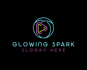 Glowing Play Button logo design