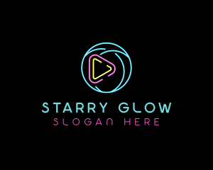 Glowing Play Button logo design