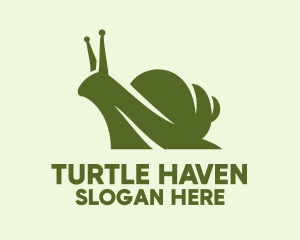 Green Silhouette Snail  logo design