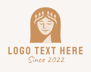 Girly - Leaf Tiara Fashion Cosmetics logo design