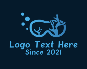 Underwater - Coral Diving Goggles logo design