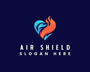 Flame Cooling Heart logo design