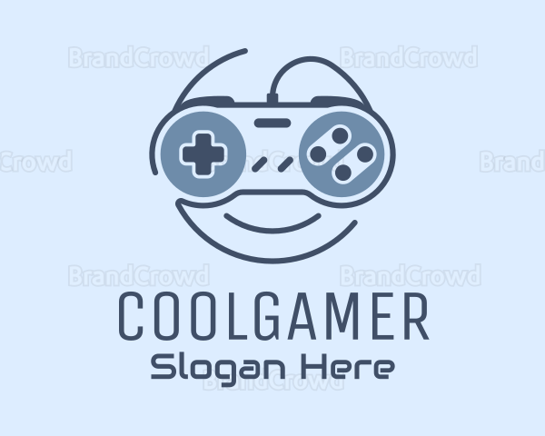 Blue Monoline Gamepad Smile Logo