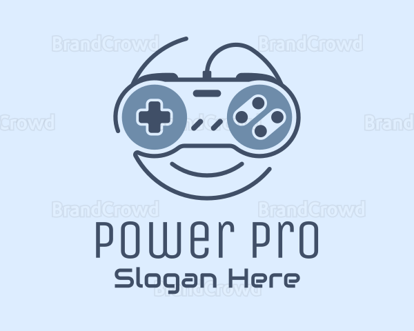 Blue Monoline Gamepad Smile Logo