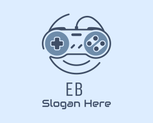 Blue Monoline Gamepad Smile Logo