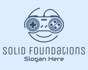 Blue Monoline Gamepad Smile Logo