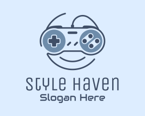 Blue Monoline Gamepad Smile Logo