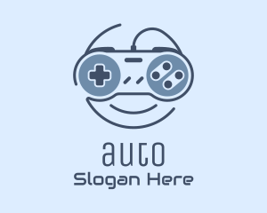 Blue Monoline Gamepad Smile Logo