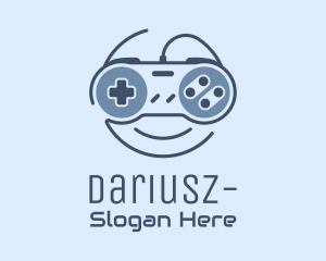 Blue Monoline Gamepad Smile Logo