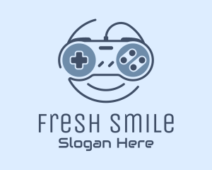 Blue Monoline Gamepad Smile logo design