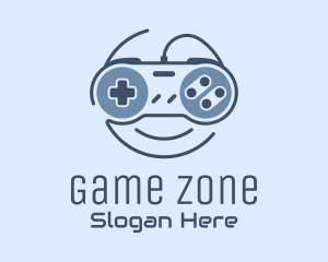 Blue Monoline Gamepad Smile logo design