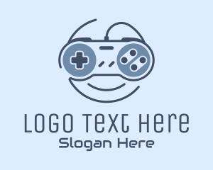 Blue Monoline Gamepad Smile Logo