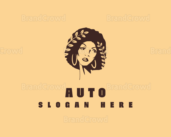 Curly Afro Woman Logo