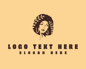 Curly Hair - Curly Afro Woman logo design