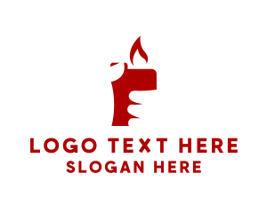 Negative Space - Red Lighter Hand logo design