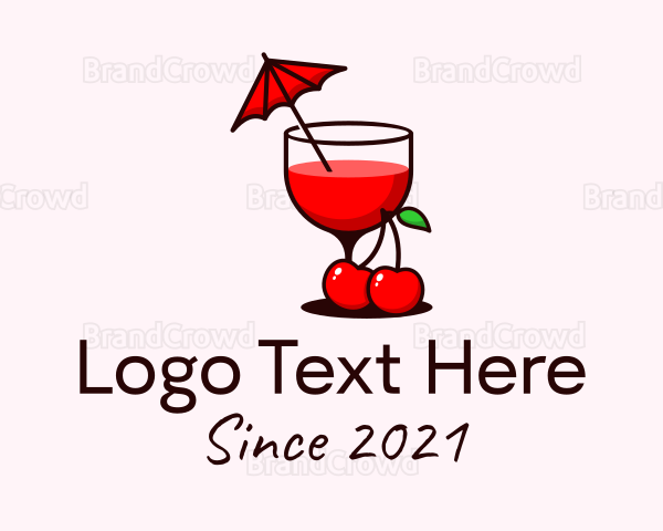 Cherry Cocktail Drink Logo