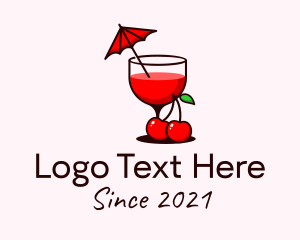 Parasol - Cherry Cocktail Drink logo design