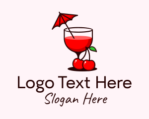 Cherry Cocktail Drink Logo