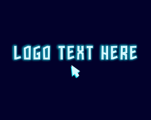 Online Gaming - Glowing Neon Cursor logo design