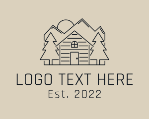Wood - Mountain Cabin Campsite logo design