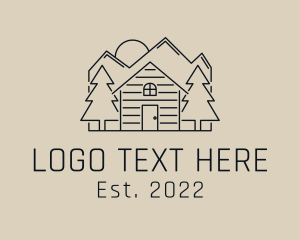 Line Art - Mountain Cabin Campsite logo design