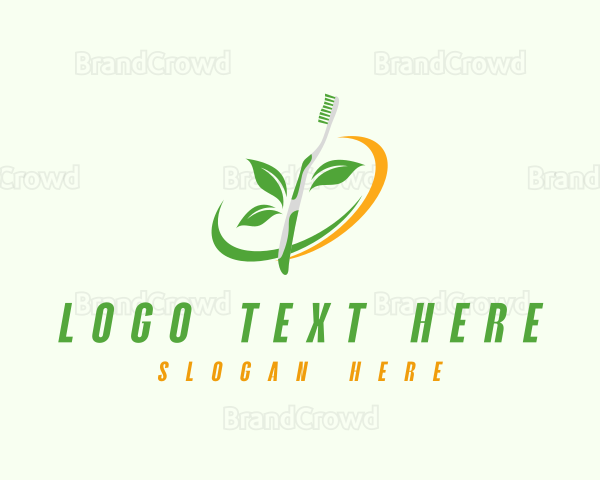 Dental Toothbrush Leaf Logo