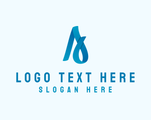 Aquatic - Droplet Ribbon Letter A logo design