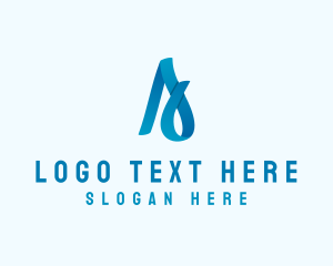 Water - Droplet Ribbon Letter A logo design