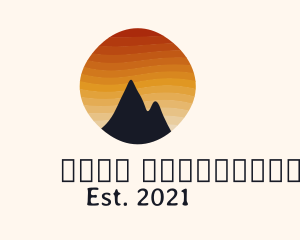Campsite - Sunset Stripe Mountain Peak logo design