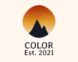 Campground - Sunset Stripe Mountain Peak logo design