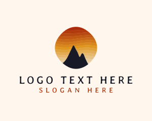 Outdoor - Sunset Stripe Mountain Peak logo design